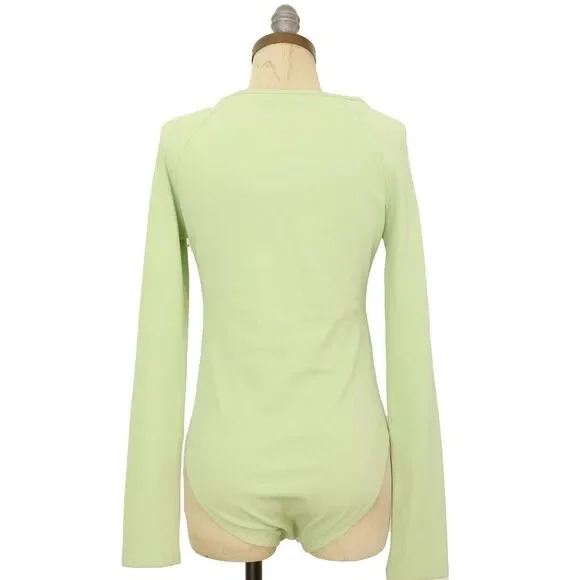 TOPSHOP O-ring Cutout Long Sleeve Bodysuit US 8-10 (UK M) Light Green NEW B21 - Picture 4 of 6